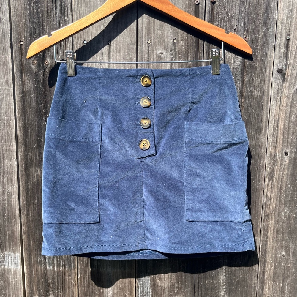 Blue BDG Button Front Mini Skirt